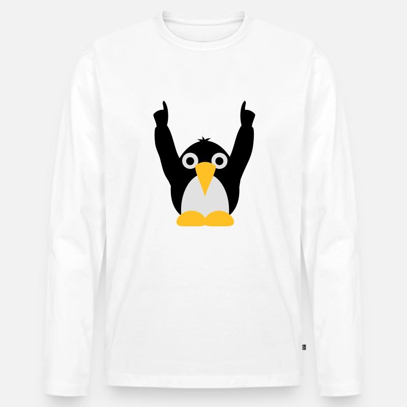 Party Pingu - Männer Premium Bio Langarmshirt - Weiß