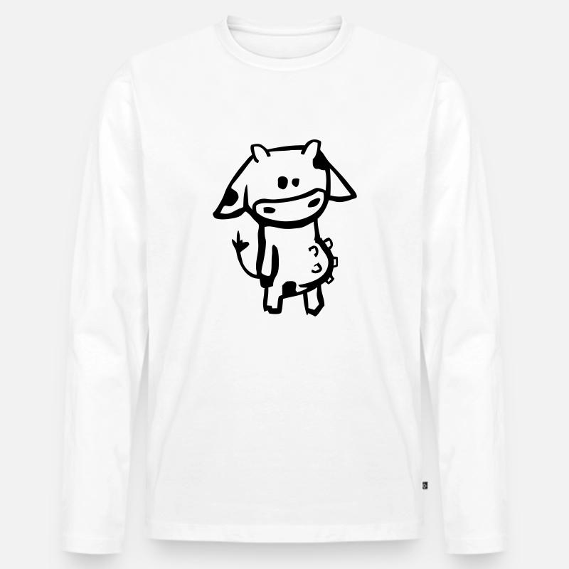 Kuh - Männer Premium Bio Langarmshirt - Weiß