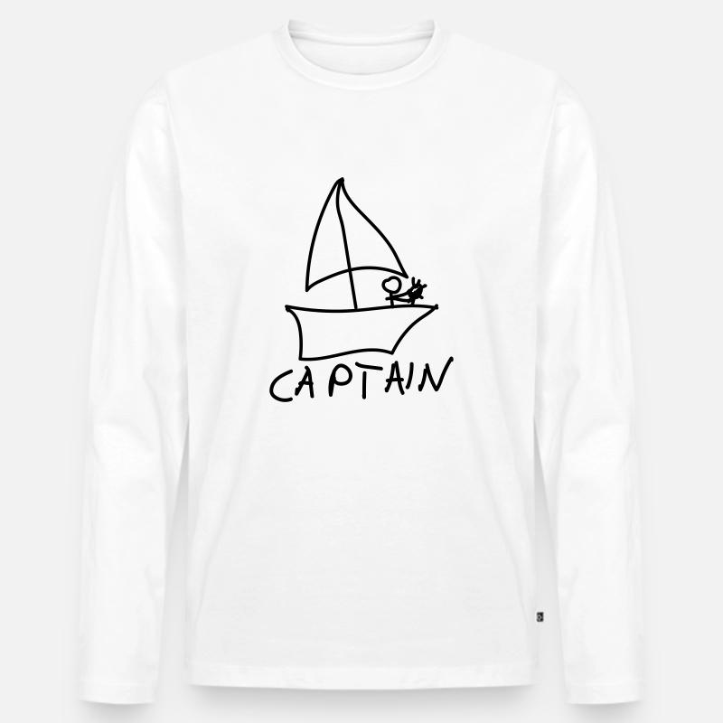 captain segelschiff - Männer Premium Bio Langarmshirt - Weiß