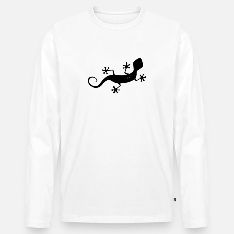 Stilisierter Gecko - Männer Premium Bio Langarmshirt - Weiß