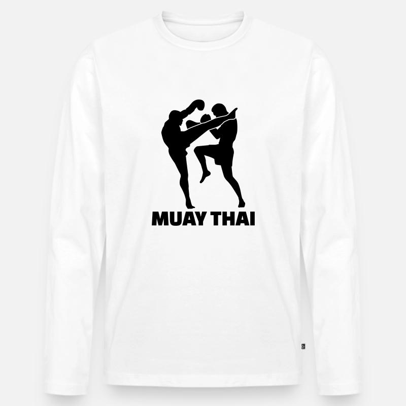 Muay Thai - Männer Premium Bio Langarmshirt - Weiß