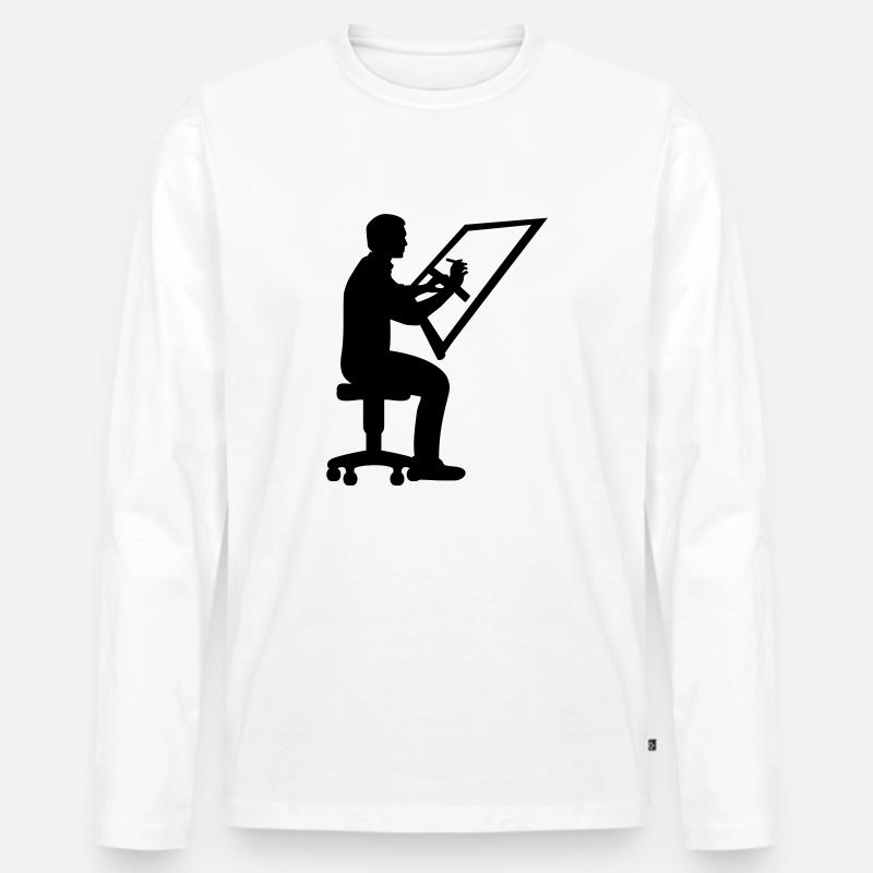 Bauzeichner - Männer Premium Bio Langarmshirt - Weiß