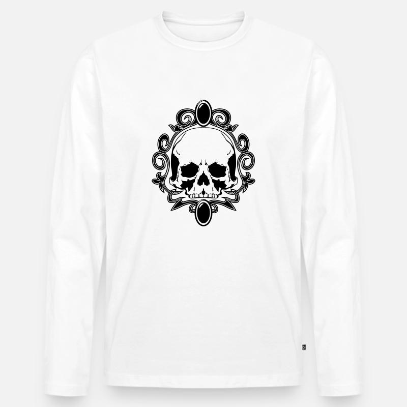 Gothic totenkopf schmuck - Männer Premium Bio Langarmshirt - Weiß