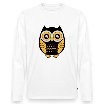 eule_02 - Männer Premium Bio Langarmshirt - Weiß - Vorne - Nico (187cm)