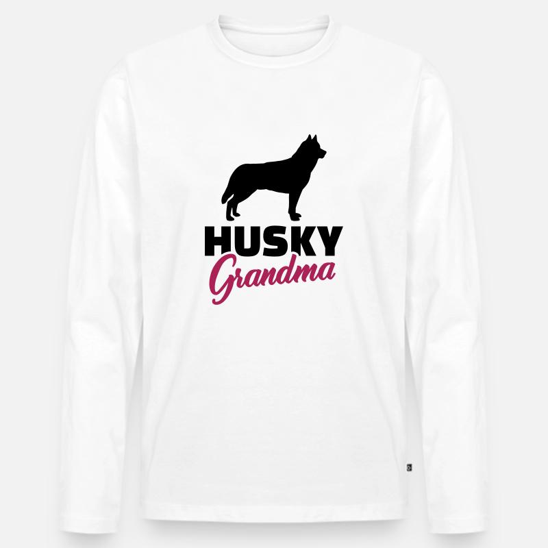Husky - Männer Premium Bio Langarmshirt - Weiß