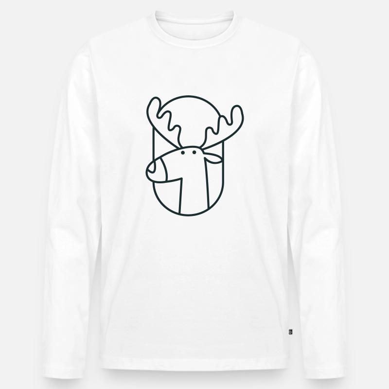 Elchkopf im Sitzen - Männer Premium Bio Langarmshirt - Weiß