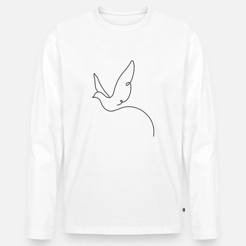 Vogel - Männer Premium Bio Langarmshirt - Weiß