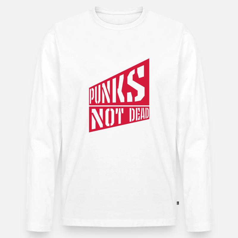 punks not dead Zitat - Männer Premium Bio Langarmshirt - Weiß