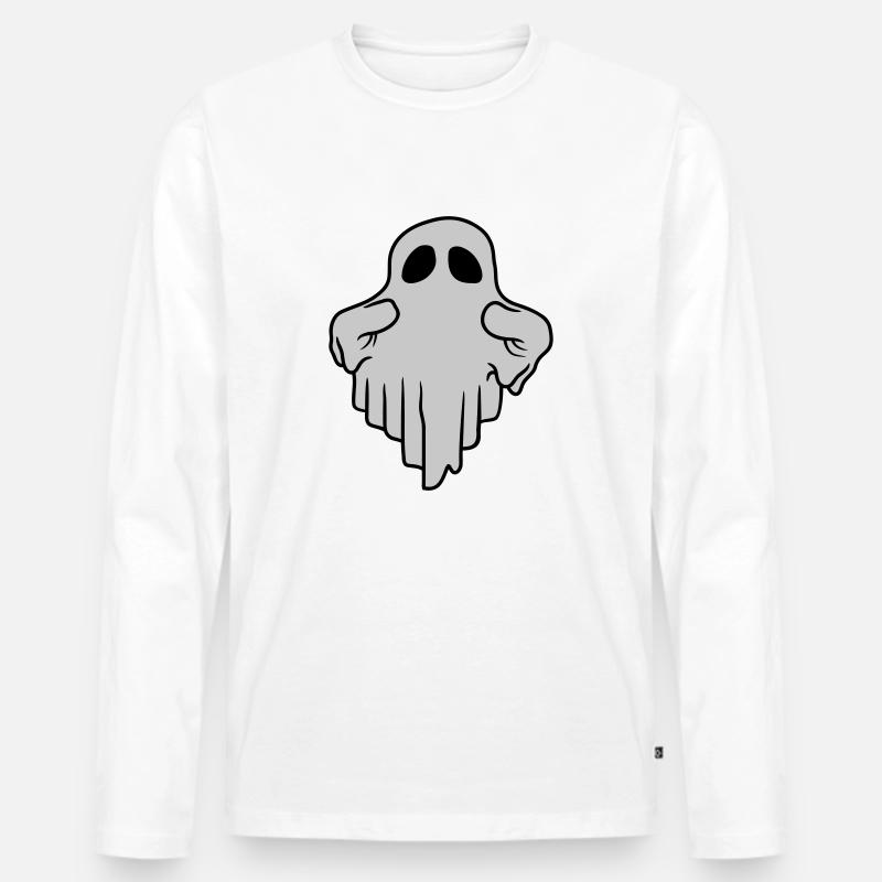 Lustiger schwebender Geist Comic - Männer Premium Bio Langarmshirt - Weiß