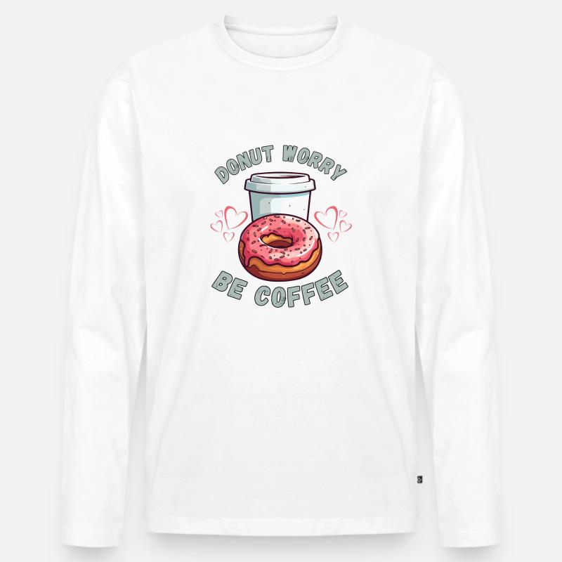 Kaffee & Donut-Träume - Männer Premium Bio Langarmshirt - Weiß