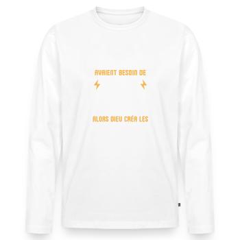 Mécanicien - T-shirt manches longues Premium bio Homme - blanc - Devant - Nico (187cm)