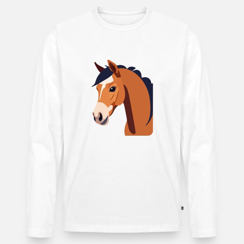 Pferdekopf braunes Pferd - Männer Premium Bio Langarmshirt - Weiß