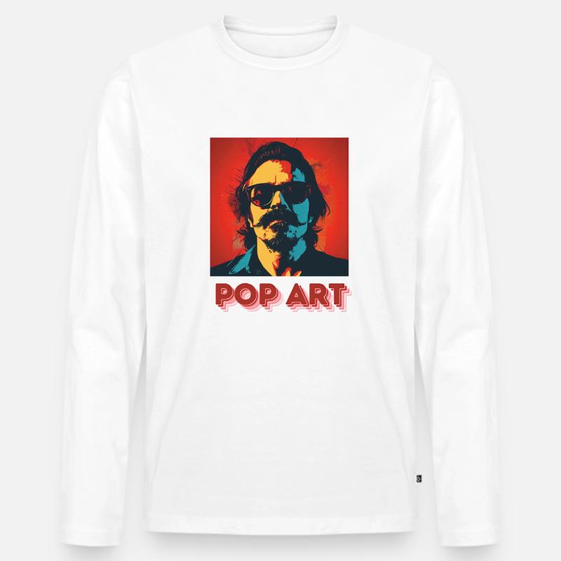 Pop Art - Männer Premium Bio Langarmshirt - Weiß