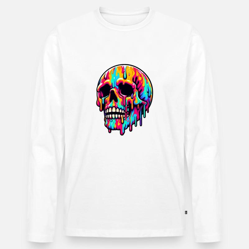 Lebendiger schmelzender Schädel - Männer Premium Bio Langarmshirt - Weiß
