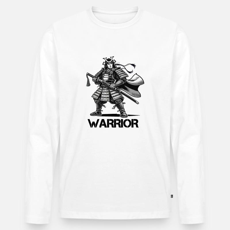 Samurai Comic - Männer Premium Bio Langarmshirt - Weiß
