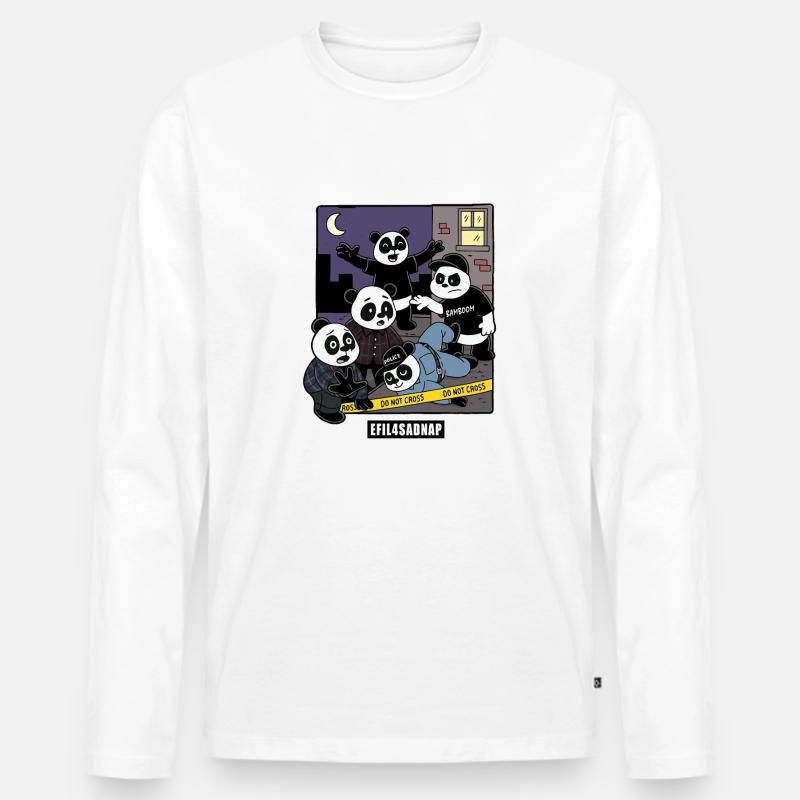 Pandas 4 Leben - Männer Premium Bio Langarmshirt - Weiß