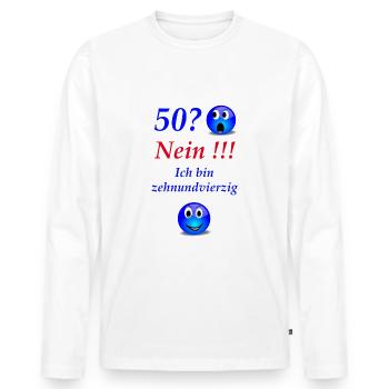 50. Geburtstag - Männer Premium Bio Langarmshirt - Weiß - Vorne - Nico (187cm)