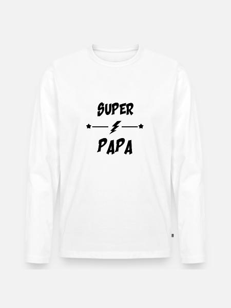 Super papa - T-shirt manches longues Premium bio Homme - blanc