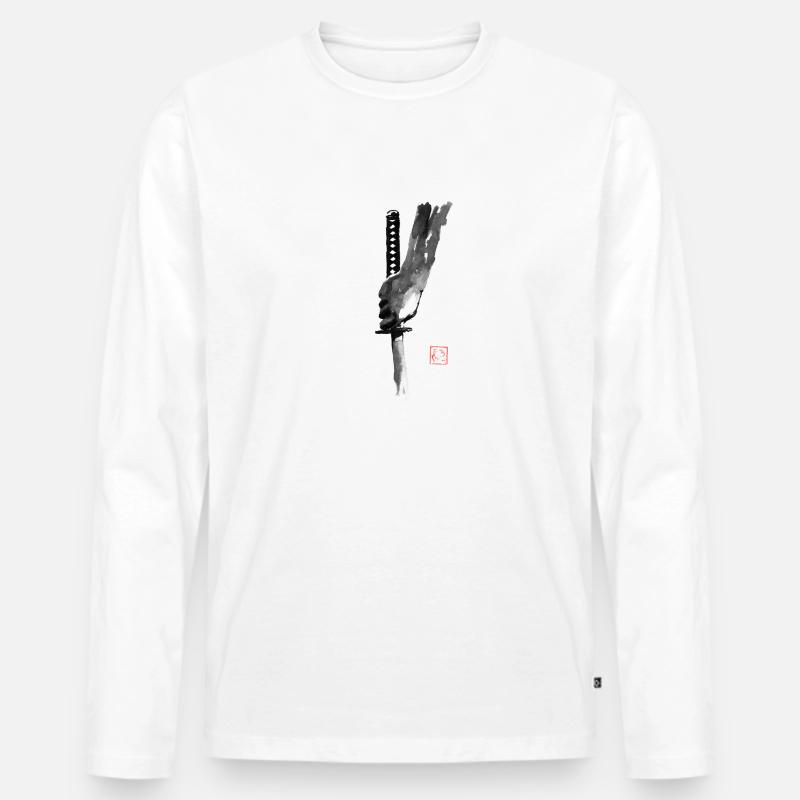 Hand und Schwert - Männer Premium Bio Langarmshirt - Weiß