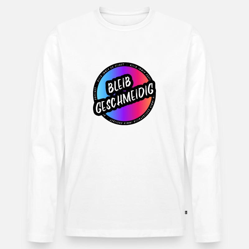 Bleib Geschmeidig - Männer Premium Bio Langarmshirt - Weiß