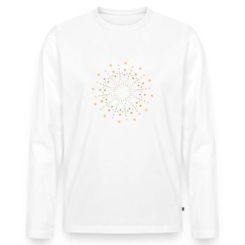 Star Mandala Gold - a sunny yoga motif - Men's Premium Organic Long Sleeve Shirt - white - Front - Nico (187cm)