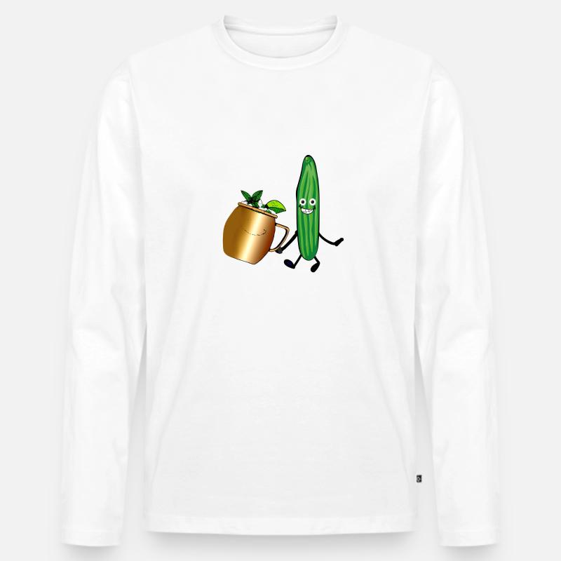 moskow mule,cocktail,gurke,party,comic - Männer Premium Bio Langarmshirt - Weiß