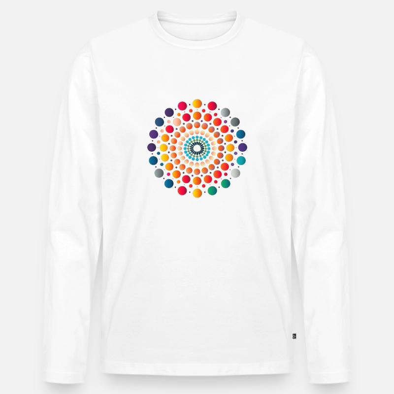Abstract Dot Geometry: Unique Design - Men's Premium Organic Long Sleeve Shirt - white