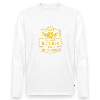Octobre 1962 - Cadeau du 60e anniversaire. Légende. - T-shirt manches longues Premium bio Homme - blanc - Devant - Nico (187cm)