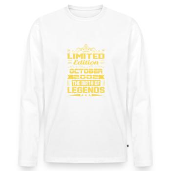 October 2002 - 20th birthday gift. Legend. - Men's Premium Organic Long Sleeve Shirt - white - Front - Nico (187cm)