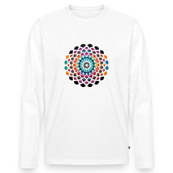 Colorful Mandala Art, Abstract Mandala Geometry - Men's Premium Organic Long Sleeve Shirt - white - Front - Nico (187cm)