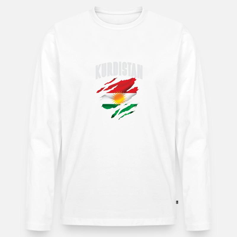 Kurdistan Flagge - Männer Premium Bio Langarmshirt - Weiß