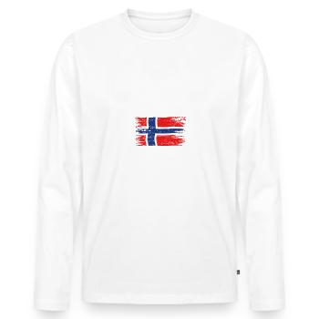 HERÖY 2024 - Angel Tour Norwegen Personalisierbar - Männer Premium Bio Langarmshirt - Weiß - Vorne - Nico (187cm)