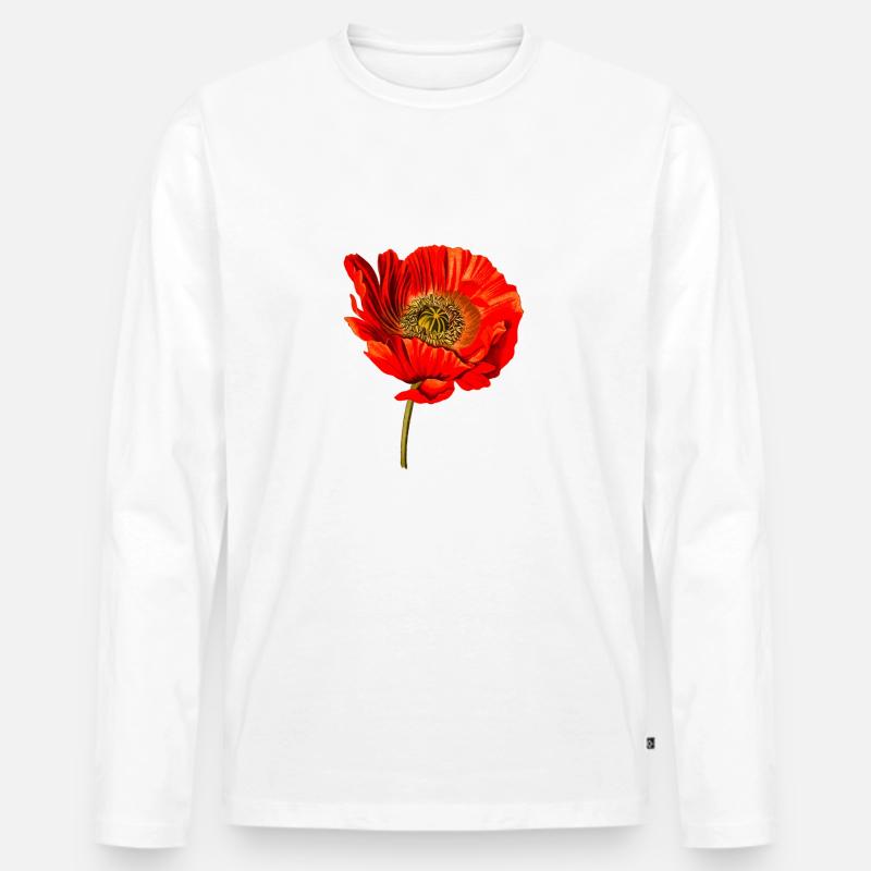 Mohn Blume - Männer Premium Bio Langarmshirt - Weiß
