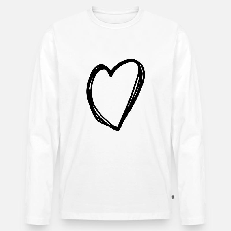 Herz - Heart - Männer Premium Bio Langarmshirt - Weiß
