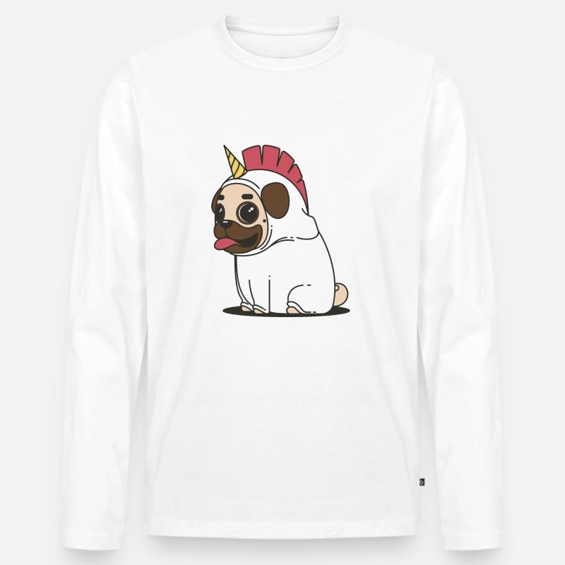 einhorn pug hund - Männer Premium Bio Langarmshirt - Weiß