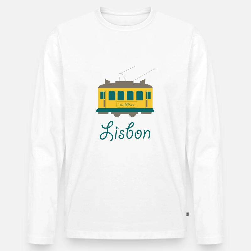 Süßes lissabon Logo Geschenk Idee - Männer Premium Bio Langarmshirt - Weiß