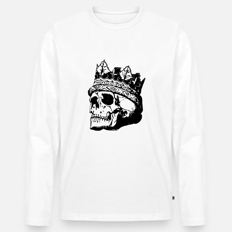 Totenkopf Skull - Männer Premium Bio Langarmshirt - Weiß