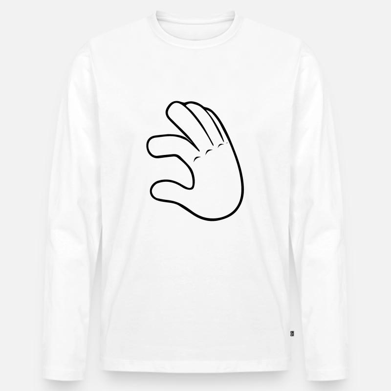Hand Low | Black/White - Männer Premium Bio Langarmshirt - Weiß