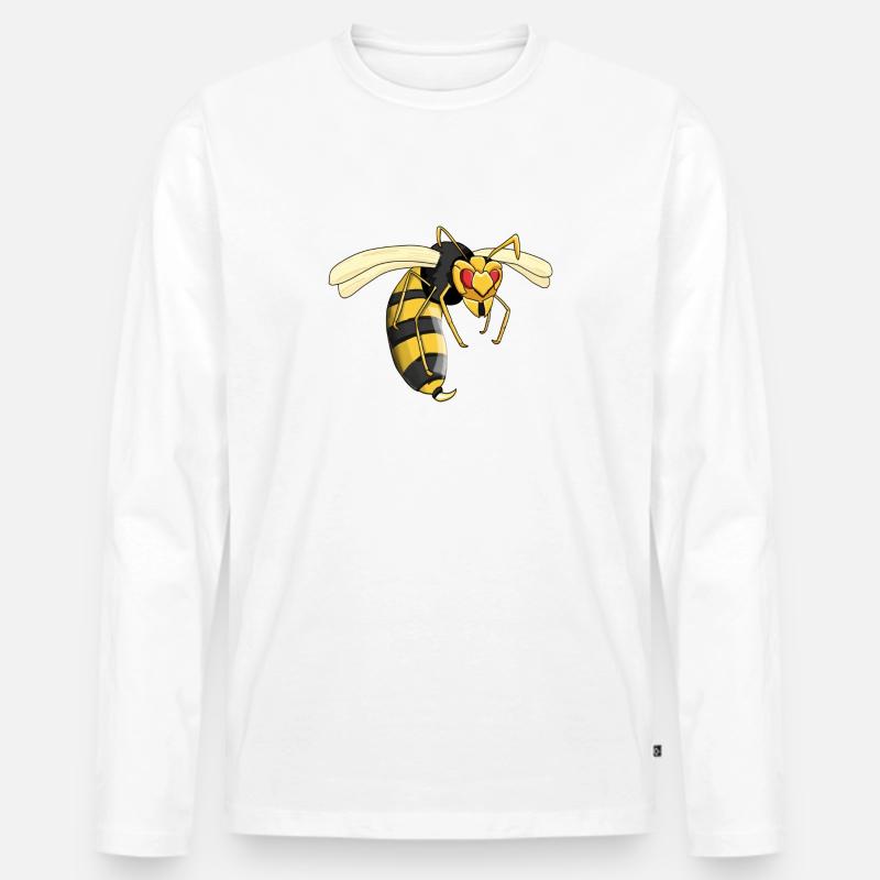 Wespe - Männer Premium Bio Langarmshirt - Weiß