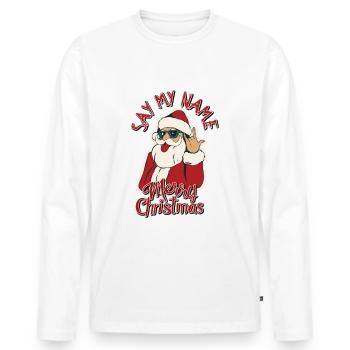 Santa Claus Say my Name - Men's Premium Organic Long Sleeve Shirt - white - Front - Nico (187cm)
