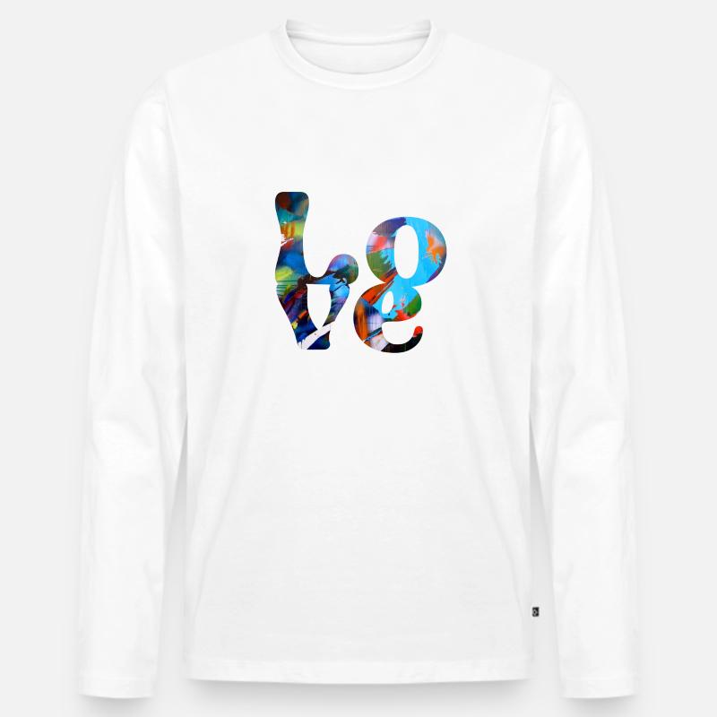 Graffiti,love,schrift,Malerei,bunt,liebe,bunt - Männer Premium Bio Langarmshirt - Weiß