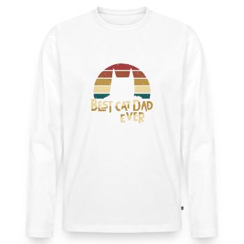 Chats papa chat papa chat amoureux - T-shirt manches longues Premium bio Homme - blanc - Devant - Nico (187cm)