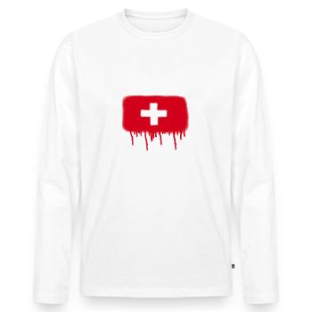 switzerland,schweiz,flagge,graffiti,spray,urban - Männer Premium Bio Langarmshirt - Weiß - Vorne - Nico (187cm)