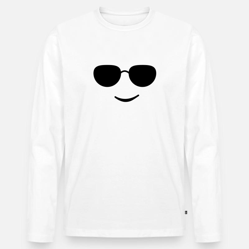 sunglasses smile black - Männer Premium Bio Langarmshirt - Weiß