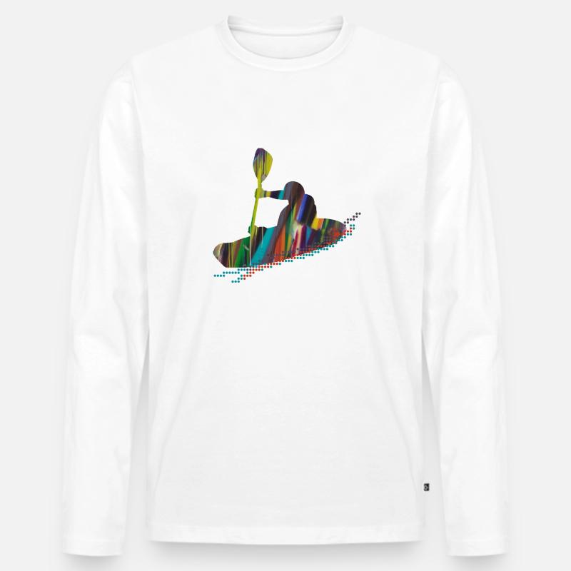 Rudern, Rafting, Kajak, Graffiti, Boot - Männer Premium Bio Langarmshirt - Weiß