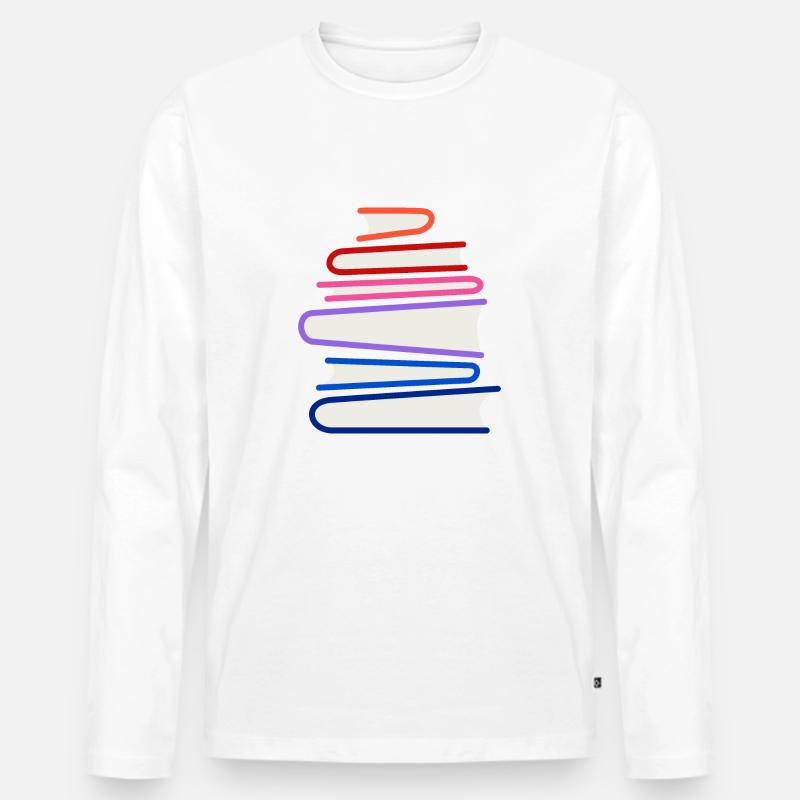 Bücher - Männer Premium Bio Langarmshirt - Weiß