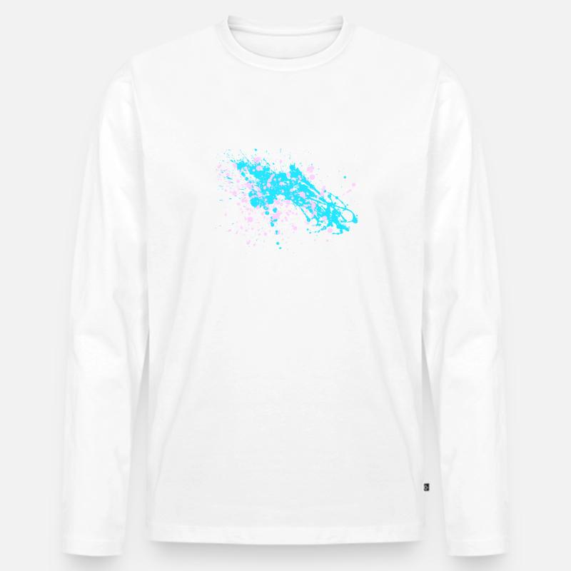 Farbspritzer! Bunt. Geschenk. - Männer Premium Bio Langarmshirt - Weiß