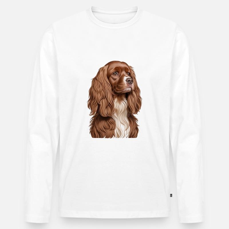 Kingstonkavalier Spaniel - Männer Premium Bio Langarmshirt - Weiß