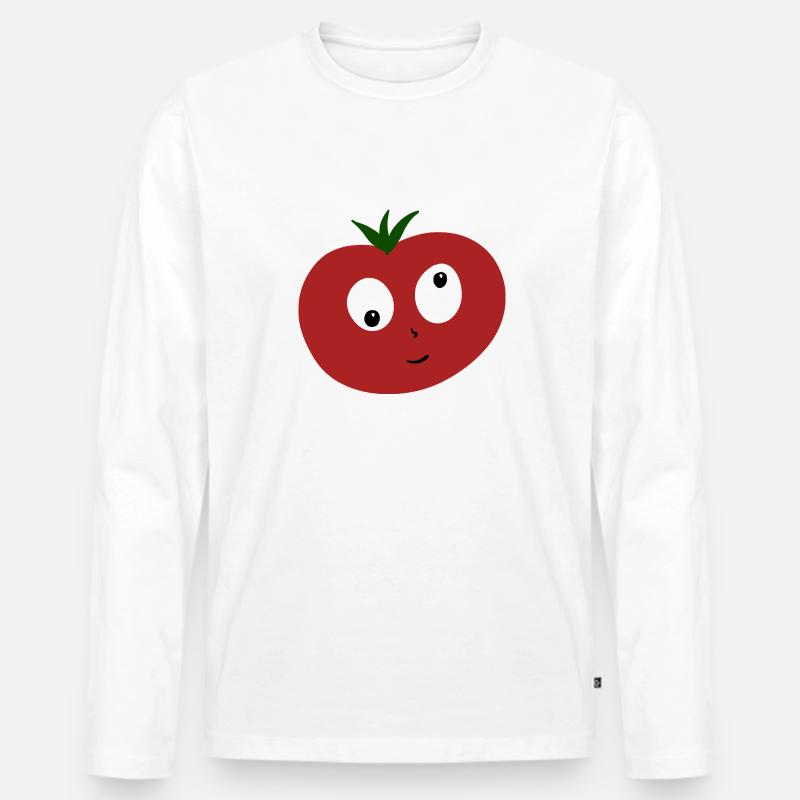Verrückte Tomate - Männer Premium Bio Langarmshirt - Weiß