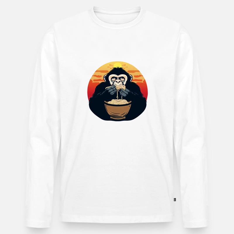 gorilla nudeln sunset - Männer Premium Bio Langarmshirt - Weiß